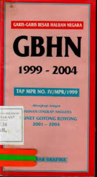 GBHN 1999-2004: TAP MPR No. IV/MPR/1999