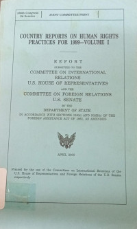 Country reports on human rights practices for 1999 volume I