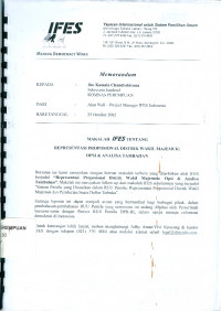 Makalah IFES tentang Representasi Proporsional Distrik Wakil Majemuk : Opsi dan Analisa Tambahan
