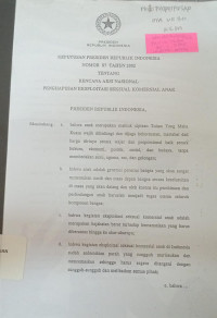Keputusan presiden republik Indonesia nomor 87 tahun 2002 tentang rencana aksi nasional penghapusan eksploitasi seksual komersial anak