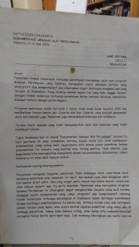 Notulensi Lokakarya: Dokumentasi Sebagai Alat Perjuangan