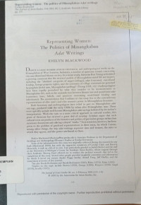 Representing Women : The Politics of Minangkabau Adat Writings