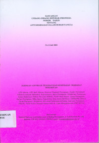 Rancangan undang-undang republik Indonesia nomor tahun tentang anti kekerasan dalam rumah tangga per 8 juli 2002