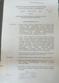 Peraturan dewan pengawas televisi republik Indonesia (tentang Kebijakan Umum Lembaga Penyiaran Publik Televisi Republik Indonesia)