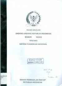 Image of Rancangan undang-undang republik Indonesia nomor tahun ... tentang sistem pendidikan nasional