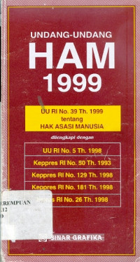 Image of Undang-undang HAM 1999 : UU RI no. 39 th. 1999