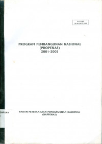 Image of Program pembangunan nasional (Propenas) 2001-2005