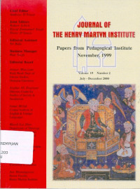 Journal of the Henry Martyn institute: papers from pedagogical institute november, 1999