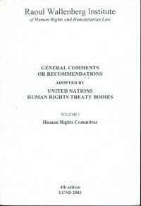 Image of Raoul wallenberg institute of human rights and humanitarian law : general comments or recommendations adipted by united nations human rights treaty bodies