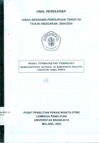 Image of Model Pembangunan Perikanan Berperspektif Gender di Kabupaten Malang Provinsi Jawa Timur : Usul Penelitian Hibah Bersaing Perguruan Tinggi XII Tahun Anggaran 2004/2005